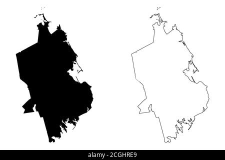 Plymouth County, Commonwealth del Massachusetts (Stati Uniti, Stati Uniti d'America, Stati Uniti, Stati Uniti, Stati Uniti) mappa vettoriale illustrazione, schizzo scrimolo Plymout Illustrazione Vettoriale