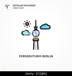 Icona del vettore Fernsehturm-berlin. Concetti moderni di illustrazione vettoriale. Facile da modificare e personalizzare. Illustrazione Vettoriale