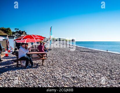 Budleigh Beach in estate. Foto Stock