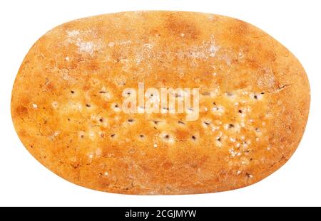 percorso pita del pane isolato sulla vista dall'alto bianca Foto Stock