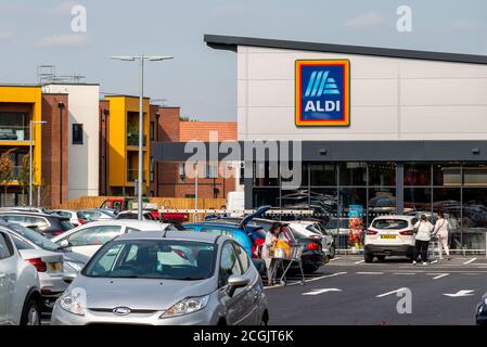 Nuovo negozio Aldi sul sito della EKCO (di Eric Kirkham Cole Limited), società elettronica britannica. Ritardo dovuto a COVID-19 Coronavirus Foto Stock