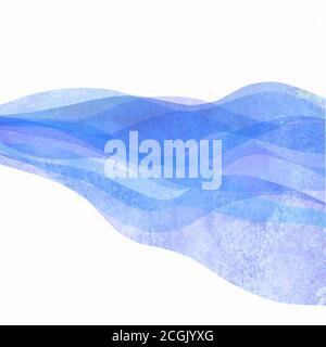 Acquerello trasparente onda blu viola lavanda sfondo colorato. Illustrazione delle onde dipinte a mano con acquerello. Sfondo del telaio banner isolato su wh Illustrazione Vettoriale
