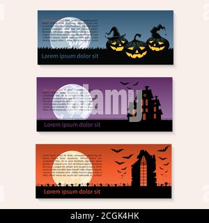 Set di tre banner Halloween Illustrazione Vettoriale