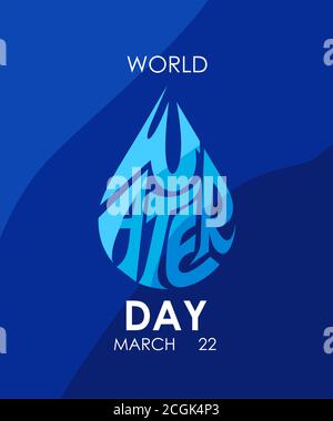 World Water Day tipografia disegno sfondo blu Illustrazione Vettoriale