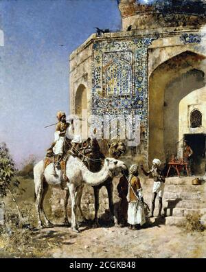 Weeks Edwin Lord - Vecchia Moschea con piastrelle blu fuori da Delhi India - British School - 19 ° secolo Foto Stock