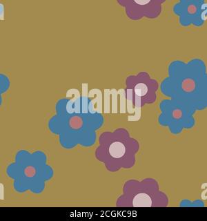 Cartoon Flowers Seamless Vector Pattern - ornamento ripetitivo per tessuti, carta avvolgente, moda ecc. Illustrazione Vettoriale