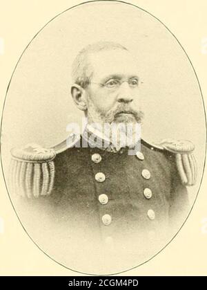 . Ufficiali dell'esercito e della marina (regolari) che servirono nella Guerra civile . Il tenente Greer fu ingaggiato nella spedizione del fiume Rosso durante marzo e aprile 1864, e frequentemente impegnato con piccoli corpi di truppe e guerriglieri federati di con. In agosto e Septem-ber, 1864, è stato inviato a Cincinnati, Ohio, per indagare intoe correggere gli abusi che esistevano presso la stazione navale di reclutamento in quel luogo. Era allora al comando della stazione navale a Mound City, Illinois, essendo trasferito di là al comando della bandiera-nave Blackhawk. Durante questo tempo è stato incaricato da AdmiralLee con la selezione, Foto Stock