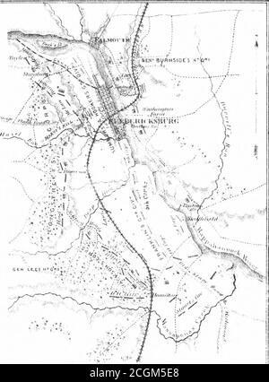 . Vermont nella Guerra civile (Volume 1): Una storia della parte dei soldati e marinai del Vermont nella guerra per l'Unione, 1861-5 . l'alga e il fiume, qui da trecento a quattro iarde di bretata, si trovava e sorge il pittoresco centro storico di Fredericksburg, Il luogo della morte e della sepoltura del themother di Washington, e una città di 4,000 abitanti prima della guerra. Il terreno sulla riva nord è di una formazione simile a quella del sud, anche se le altezze sono più basse, e molto più vicino al fiume. La falda sul lato nord favoriva un incrocio, perché era facile postbatterie eno Foto Stock