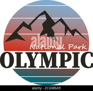 Olympic National Park, illustrazione del logo dell'avventura all'aperto degli Stati Uniti Illustrazione Vettoriale