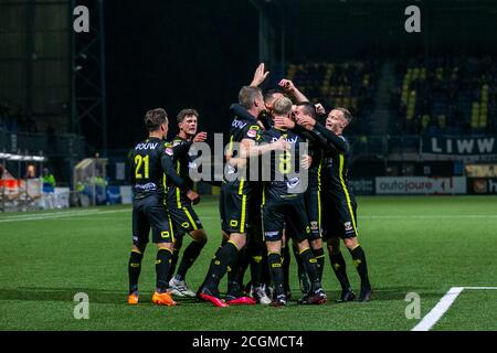 Leeuwarden, Paesi Bassi. 11 Settembre 2020. LEEUWARDEN, Cambuur Stadium, 11-09-2020, stagione 2020/2021, olandese Keuken Kampioen Divisie. Risultato finale 0-2, i giocatori GA Aquile festeggiano il 0-1 durante la partita Cambuur - Passi pure Eagle Credit: Pro Shots/Alamy Live News Foto Stock