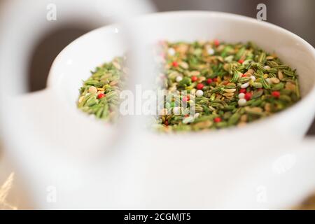 Mukhwas è un colorato spuntino dopo-pasto indiano o un aiuto digestivo ampiamente usato come un deodorante della bocca, particolarmente dopo i pasti Foto Stock