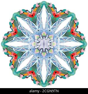 Colorato Mandala carino. Decorazione tonda insolita ornamenti. Illustrazione Vettoriale