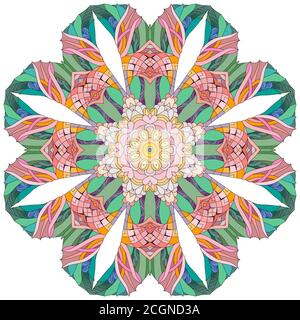 Colorato Mandala carino. Decorazione tonda insolita ornamenti. Illustrazione Vettoriale