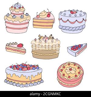 Torta dessert grafico colore isolato set illustrazione vettore Illustrazione Vettoriale