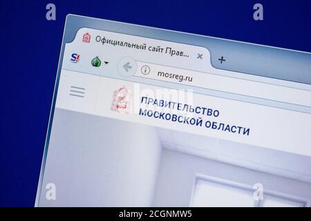 Ryazan, Russia - 24 luglio 2018: Homepage del sito web MosReg sul display del PC. URL - MosReg.ru Foto Stock