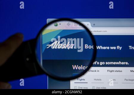 Ryazan, Russia - 11 luglio 2018: AlaskaAir.com sito web sul display del PC Foto Stock