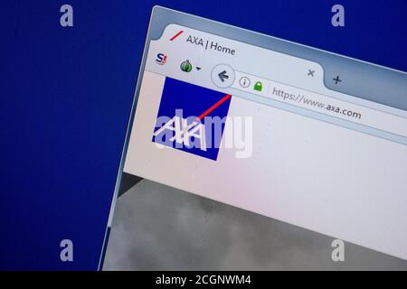 Ryazan, Russia - 11 luglio 2018: Axa.com sito web sul display del PC Foto Stock