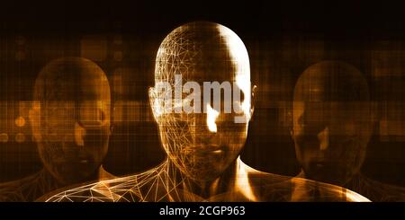 Umano il concetto di impianto la tecnologia come una illustrazione Foto Stock