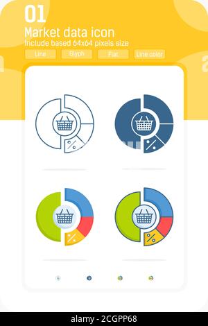 Icona Market data Premium con stile multiplo isolato su sfondo bianco dalla collezione di icone fintech. Modello di progettazione concettuale di simboli vettoriali per il Web Illustrazione Vettoriale