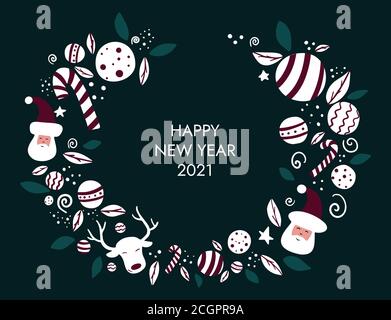 Collezione natalizia con elementi stagionali, Santa Illustrazione Vettoriale