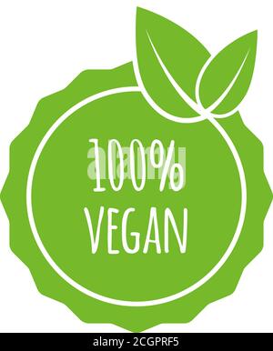 Logo vettoriale tondeggiante vegano, eco, bio-verde con foglia. Menu vegano. Illustrazione vettoriale Illustrazione Vettoriale