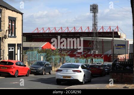 Una vista generale intorno all'Oakwell Stadium, casa di Barnsley in vista dell'odierna partita del campionato Sky Bet contro Luton Town. Foto Stock