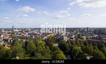 Vista aerea sul centro della città di Groningen, Paesi Bassi Foto Stock