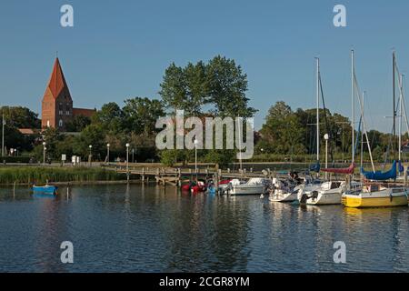 chiesa e porto turistico, Rerik, Meclemburgo-Pomerania occidentale, Germania Foto Stock