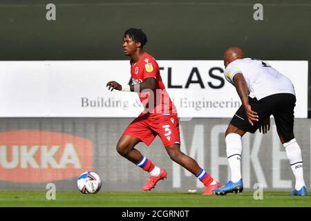 DERBY, INGHILTERRA. 12 SETTEMBRE 2020. Omar Richards of Reading durante la partita del campionato Sky Bet tra Derby County e Reading al Pride Park, Derby. (Credit: Jon Hobley | MI News) Credit: MI News & Sport /Alamy Live News Foto Stock