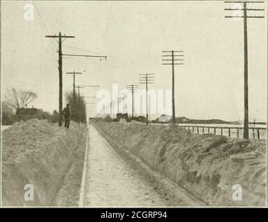 . La rassegna della ferrovia di strada . VISTA di TR.l.k l). ILBl.K  IIICHW.W. hanno come taglia minima 8-in. Tops. Jhey sono impostati SVI ^- i  theground. I pali 3S-Foot sono utilizzati dove sarà necessario,quando la  strada è estesa, per filare fili di