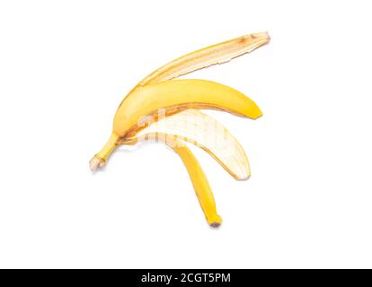 La buccia di banana isolato su sfondo bianco Foto Stock