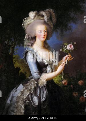 Maria Antonietta. Ritratto di Maria Antonietta (1755-1793), Regina di Francia e moglie di Re Luigi XVI, di Élisabeth Vigée le Brun, olio su tela, 1783. Foto Stock