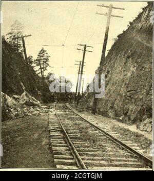 . Il giornale ferroviario di strada . e il funzionamento riuscito della linea è assurred. La compagnia opera circa 15 miglia di pista tra le città eterminali di Marietta e Atlanta, ed entra nella città di atterraggio sul tracciato della Georgia Railway & Electric COM-pany. La linea interurbana, tuttavia, è gestita interamente in modo indipendente e non fa alcun tentativo di condurre un servizio locale. Marietta, il capolinea settentrionale della linea, si trova ai piedi del Monte Kenesaw, reso famoso durante la Guerra civile da una delle battaglie di Gen. Sherman, e ora il sito di un cimitero nazionale. L'interveniente c Foto Stock