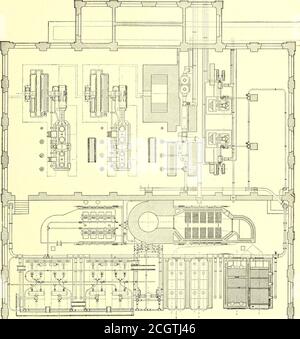 . Il giornale ferroviario di strada . VISTA GENERALE DELLA CENTRALE ELETTRICA DI TORMAVENTO 6 DICEMBRE 1902.] GIORNALE FERROVIARIO STRADALE. motore a vapore tandem-compound 897. Questi motori a vapore, così come l'impianto di caldaia, sono stati forniti dal noto studio di Franco Tosi, di Legnano. Anche se accoppiati tosingle-motori a manovella e rotaie di azionamento, nessun problema ha che le valvole a fungo sono usate, che, benchè popolare in Europa, non sono nell'uso comune in questo paese per le enginedelle dimensioni di quelle in questo impianto. I tre composti tandem orizzontali che condensano en-. PIANO 1LL DELLA CENTRALE ELETTRICA DI TORNAVENTO, CON TUBAZIONI Foto Stock