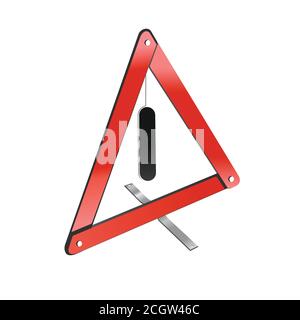 Segnale di arresto di emergenza pieghevole. Cartello rosso con striscia nera. Illustrazione Vettoriale