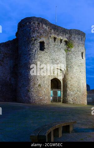 Castello di Carmarthen, Carmarthenshire, Galles, Regno Unito Foto Stock