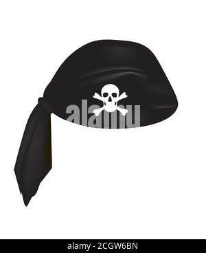 Cappello pirata nero con cranio. Illustrazione vettoriale Illustrazione Vettoriale