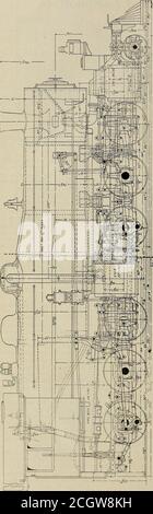 . Il meccanico principale ferroviario [microform] . ° marcia e i due ingranaggi si controbilanciano in modo reciproco. Poiché la valvola ad alta pressione ha avuto l'ammissione all'interno, e la bassa pressione all'esterno dell'ad-missione, la manovella eccentrica porta quindi il perno in ogni caso. L'inversione viene effettuata mediante un dispositivo di inversione idropneumatico, lo stesso utilizzato sul composto articolato Mallet costruito da questa azienda per il Baltimore & OhioR. R. la costruzione dei telai, che sono in cast5teel, e la disposizione del collegamento articolato tra i motori anteriore e posteriore sono anche praticamente i samei Foto Stock