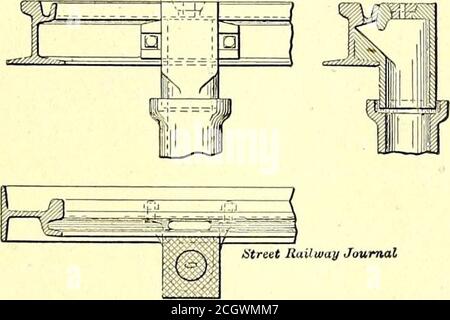 . Il giornale ferroviario di strada . Street Railway Journal Sv::ile of meters 10 5 0 10 .20 Figs. 4 E 5.-SEZIONI TRASVERSALI DI DIVERSI TIPI DI BINARI UTILIZZATI SULLE LINEE ELETTRICHE DI ZURIGO (circa 5 in.) di lunghezza sono tagliate nel fondo della scanalatura; l'acqua che scorre nelle scanalature scorre giù attraverso i lesslot in una vasca dove è permesso che qualsiasi sabbia si stabilisca; lacqua quindi scorre verso la fogna. La sezione di rotaia utilizzata è illustrata in Fig. 7. Si tratta di amodificazione della ferrovia Phoenix comune, le modifiche in cui sono stati progettati dall'ingegnere della tranviaria SYS-tem, il sig. Schenker, e si chiama Foto Stock