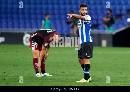 Barcellona, Spagna. 12 settembre 2020. Matias Vargas durante la Liga SmartBank partita tra RCD Espanyol e Albacete Balompie allo stadio RCD il 12 settembre 2020 a Barcellona, Spagna. Credit: Dax Images/Alamy Live News Foto Stock