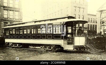 . Il giornale ferroviario di strada . VISTA INTERNA DELLA VETTURA DI ESEMPIO CON CAPOTE tipo FORBROOKLYN. Offre molte caratteristiche desiderabili, particolarmente per le condizioni incontrate a Brooklyn, e farà, si pensa, molto per alleviare. IL NUOVO PNEUMATICO DI AUTO DI SUPERFICIE CONVERTIBILE CROSS-SEAT, AZIENDA DI TRANSITO RAPIDO PANY. È, naturalmente, praticamente impossibile abbandonare l'uso dell'auto aperta per il traffico estivo molto pesante e redditizio cui si è fatto riferimento, in particolare perché le comode caratteristiche dei sedili laterali e la brezza di raffreddamento disponibili nell'auto aperta sono asgreat un'attrazione per il pubblico in t Foto Stock