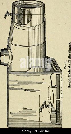 . La scienza delle ferrovie è ovvia. Una caldaia equipaggiata come mostrato in Fig. 3 può essere keptclean da soffiare frequentemente fuori; svilupperà meno fogli cracked del firebox ed i flues di perdita, e richiederà il lavaggio fuori meno spesso. Il motore fa funzionare il vapore dell'essiccatore e trasporta meno calcare e sporca attraverso le valvole e i cilindri, richiedendo così l'olio del lescilinder e producendo meno usura alla valvessività; userà meno acqua, farà più ton-milesthan una locomotiva non così attrezzata, e la perdita di acqua e calore causata da soffiando fuori sarà compensata per più volte. IL BOILERCLEAN MECCANICO HOKNISH Foto Stock