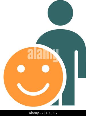 Umano con emozioni positive icona colorata. Felice, il simbolo del volto di successo Illustrazione Vettoriale
