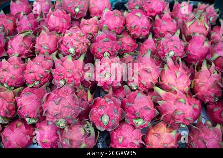 10.01.2020, Singapore, Repubblica di Singapore, Asia - i dragonfruit freschi sono venduti in un mercato di strada. Foto Stock