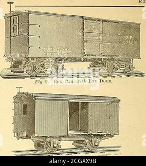 . Il dizionario dell'automobile-costruttore : un vocabolario illustrato dei termini che designano le automobili ferroviarie americane, le loro parti ed allegati ... . Fig. 4. Box Car. Quattro-Wheeled.(poco usato; lo stesso typeis costruito con guaina interna soltanto, lasciando la cornice esposta.) Foto Stock