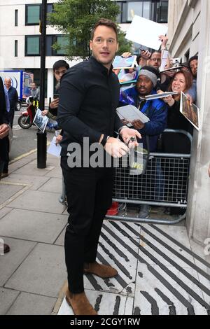 Chris Pratt ha visto arrivare alla BBC radio 2 il 25 maggio 2018 a Londra, Regno Unito. Foto Stock