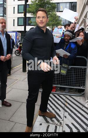 Chris Pratt ha visto arrivare alla BBC radio 2 il 25 maggio 2018 a Londra, Regno Unito. Foto Stock