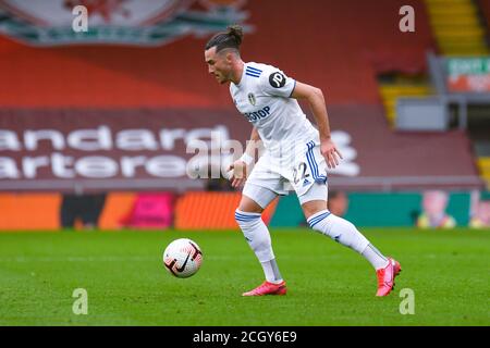 Leeds ha Unito Jack Harrison (22) in azione durante il Campionato inglese Premier League partita di calcio tra Liverpool e Leeds Uniti il Foto Stock