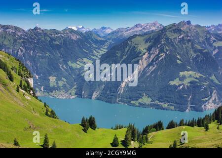 Vista sul lago di Lucerna, Vierwaldstätter See, Svizzera Foto Stock