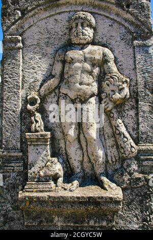 Santa Maria Capua a Vetere, Provincia di Caserta, Campania, Italia, Europa. Anfiteatro campano (Anfiteatro Campano). Relif di Ercole (Ercole). Foto Stock